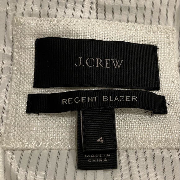 J.Crew Regent Blazer – Metallic Gold & Cream Linen, Size 4 - Picture 6 of 7